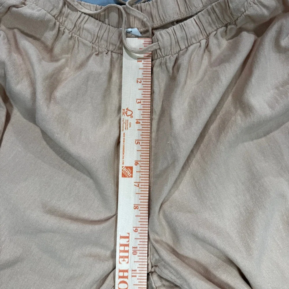 Wilfred Free Tan Linen Elastic Waist Drawstring Pants Women's M Boho Comfort